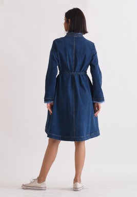 Blue Recycled Denim Asymmetric Dress