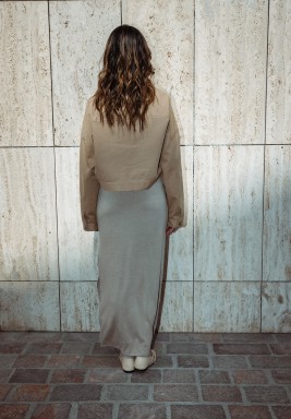 Beige Denim Cropped Jacket