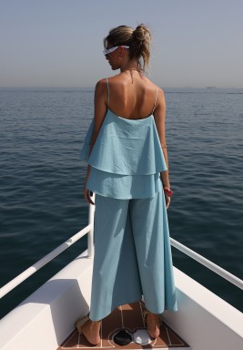 AQUA Co-Ord Set Quirky Flared Top Paired with Flared Pants
