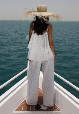 Fleuri Co-ord Set Flared Top Paired with Flared Pants