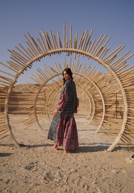 Black & Red Printed Sadu Kaftan