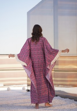 Maroon & Purple Fringed Kaftan