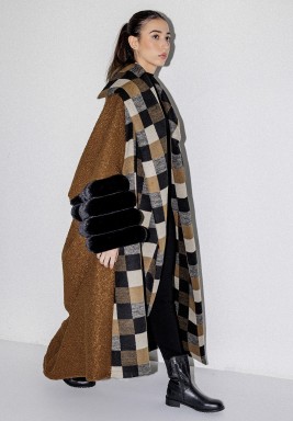 Brown and Black Fur Bisht