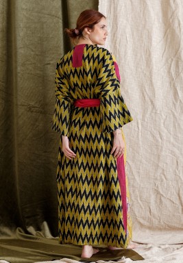 Multi-Color Kaftan With Pomegranate Embroidery