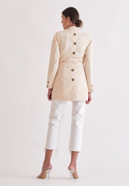 Cream Sleeve Wrapped Blazer 