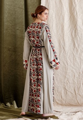 Maroon & Beige Printed Kaftan