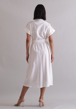Off-white Linen Trench Short Sleeve Coat