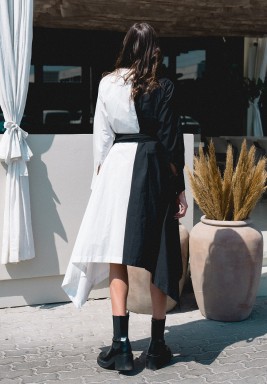 Off White & Black Canna Dress 