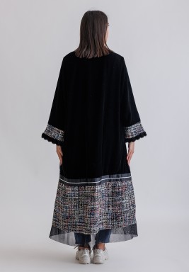 Black Velvet & Leather Bisht