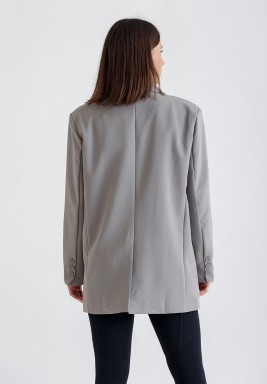 Grey Belted Office Blazer