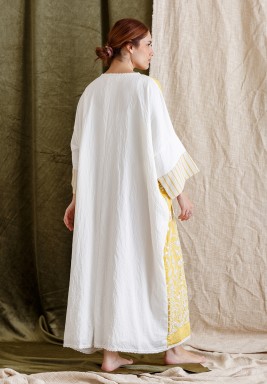 Fresh Yellow Embroidered Kaftan
