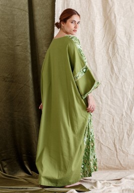 Olive Green Printed Kaftan