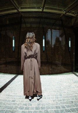 Brown Oversized Blazer & Maxi Fitted Dress 