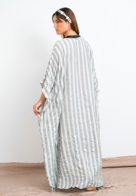 Black & White Cotton Kaftan with Hairband