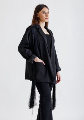 Black Fringe Blazer