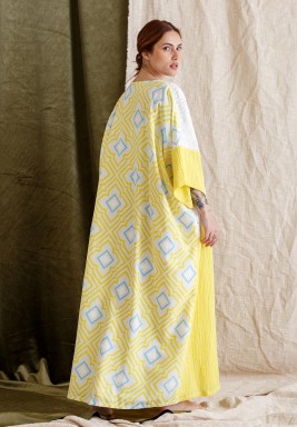 Two Tone Printed Back Kaftan