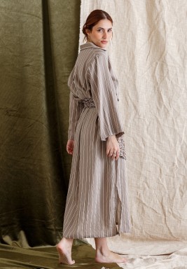 Beige Striped Stylish Kaftan