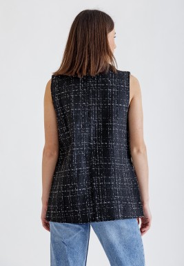 Black Tweed Vest 