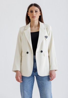 Beige Belted Blazer 