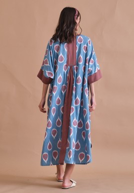 Brown and Turquoise Light Cotton kaftan