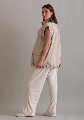 Beige Sport Vest with Detachable Sleeves