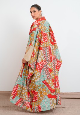 Yellow Turtle Neck Dress & Bisht Set