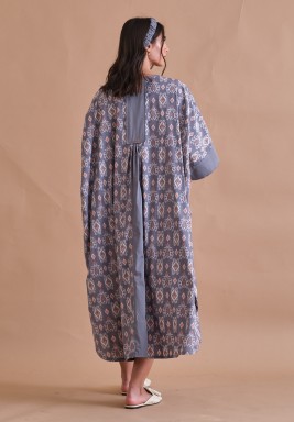 Gray and Orange Light Cotton Kaftan