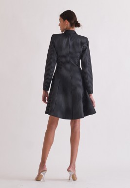 Black Striped Blazer Suit Dress