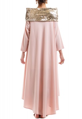 Pink Sequined Collar Dress