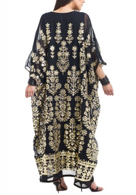 Black & Gold Embroidered Kaftan