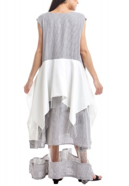 Black & White Checked Wrap Sleeves Kaftan