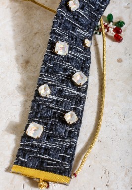 Black Knitted Beaded Choker