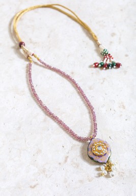 Purple Bead Circular Pendant Necklace