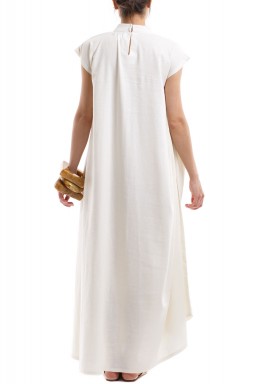 White Linen Embroidered Dress