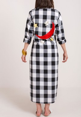 Collar Checkered Kaftan