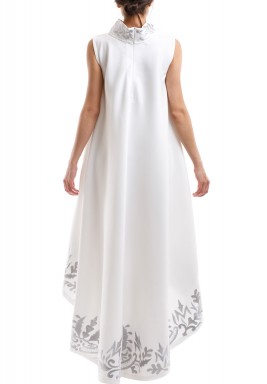 White Embroidered High-Low Dress