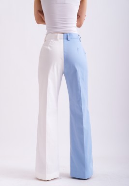 Half Blue Half White Pants 
