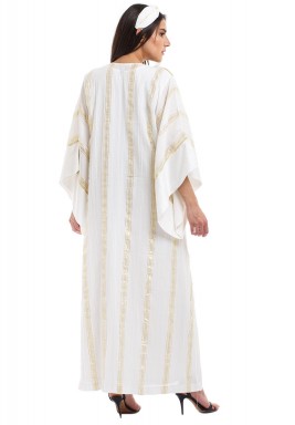 White & Gold Striped Kaftan