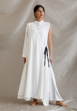 White Side Tie Jumpsuit Dress