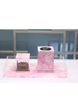 Pink Marble Mubkhar Set
