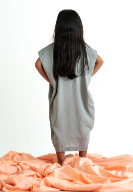 Grey Flowy Lenin Dress  