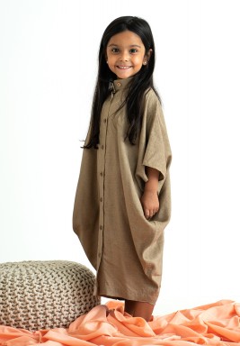 Dropped Shoulder Dress Brown 