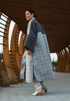 Grey Checked Bisht
