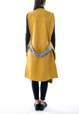 Yellow Sleeveless Embroidered Vest