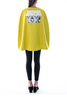 Yellow Wool Back Detailed Cape