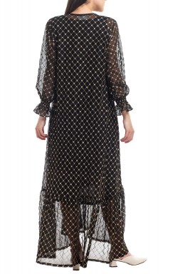 Nada Fully Embroidered Black kaftan
