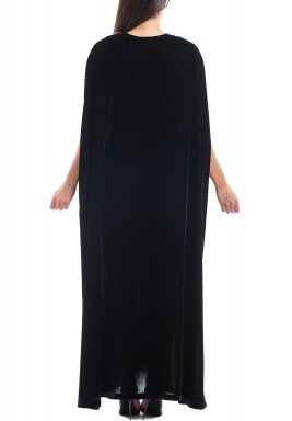 Black & Silver Feather Maxi Coat