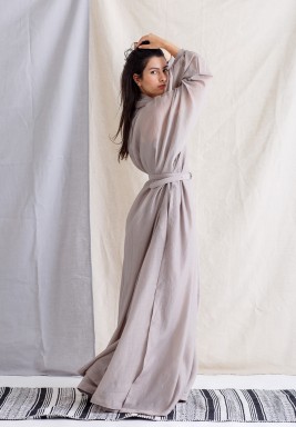 Thea Beige Belted Kaftan  