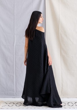 Black Striped Asymmetrical Dress