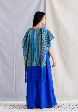Blue Sadu fringe Kaftan